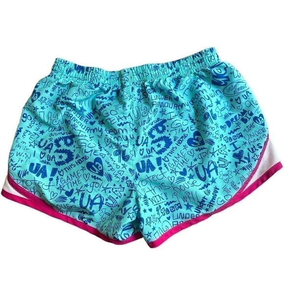 Under Armour Girls Blue Athletic Shorts Large HeatGear - Picture 2 of 5